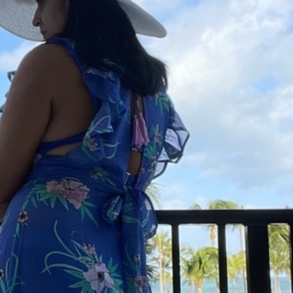 Blue ruffled floral dress/cover up - Picture 8 of 8